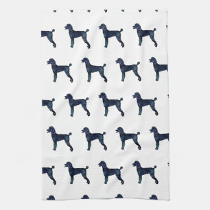 Linge De Cuisine Aquarelle noire de caniche Silhouette