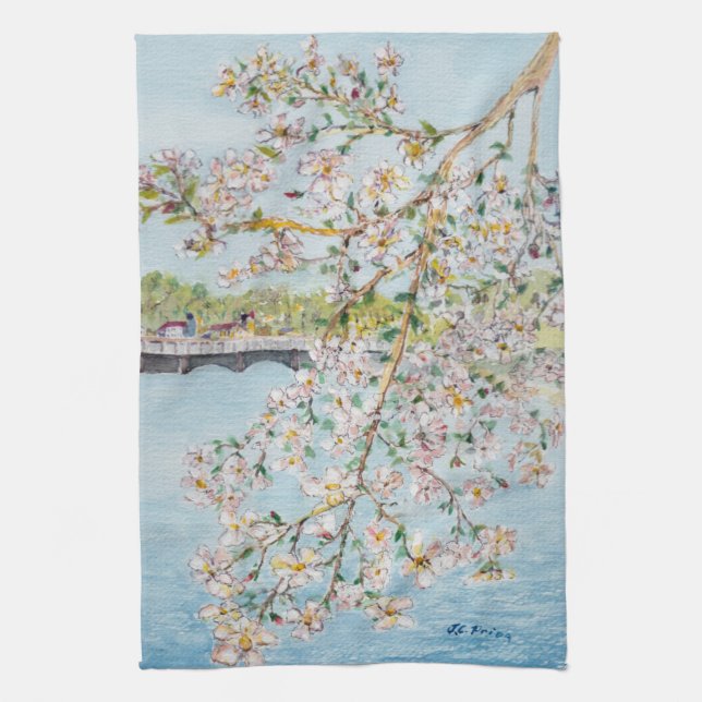 Linge De Cuisine Aquarelle Painterly de Washington DC de fleurs de (Vertical)