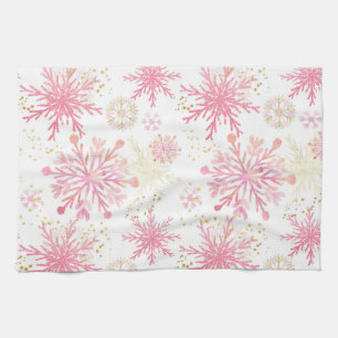 Linge De Cuisine Aquarelle Parties scintillant rose et or Flammes d