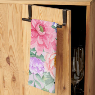 Linge De Cuisine Aquarelle Pastel délicate Florales d'été