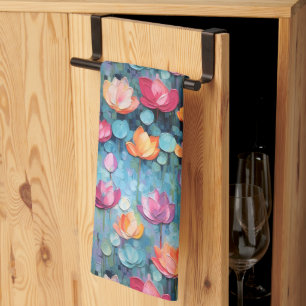Linge De Cuisine Aquarelle Pastel Fleurs Peintes