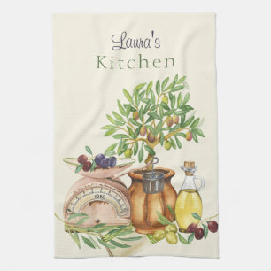 Linge De Cuisine Aquarelle personnalisée Russe Italien
