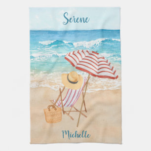 Linge De Cuisine Aquarelle Plage tropicale Personnaliser