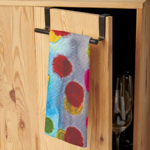 Linge De Cuisine Aquarelle pois bleue abstraite