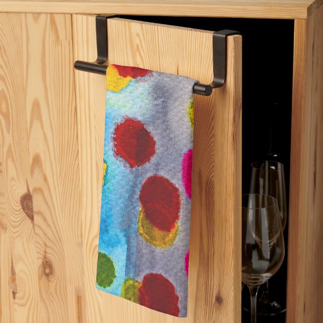 Linge De Cuisine Aquarelle pois bleue abstraite (Pliage en tiers)