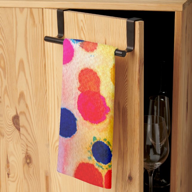 Linge De Cuisine Aquarelle pois cercles mignons (Pliage en tiers)