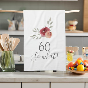 Linge De Cuisine Aquarelle positive Roses Floral 60e anniversaire