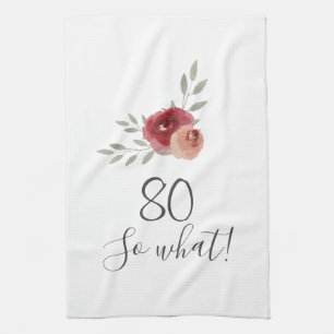 Linge De Cuisine Aquarelle positive Roses Floral 80e anniversaire