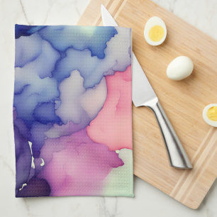 Linge De Cuisine Aquarelle rose bleu violet t Fusion splash art