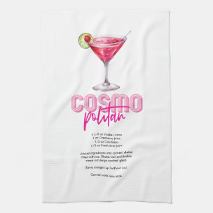 Linge De Cuisine Aquarelle rose Cocktail Recette Cosmopolite