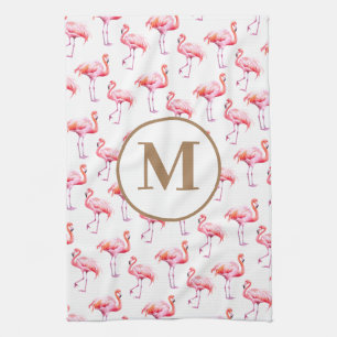Linge De Cuisine Aquarelle rose Flamant rose Tropical Personnalisé