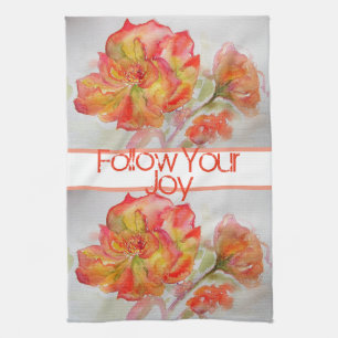 Linge De Cuisine Aquarelle rose Florale Orange Suivez votre joie