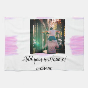 Linge De Cuisine Aquarelle rose violet père fils papa ajouter l'ima