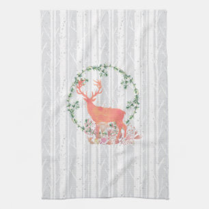 Linge De Cuisine Aquarelle Russe Reindeer Boho