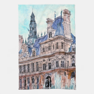 Linge De Cuisine Aquarelle Rustic Hotel de Ville des destinations  