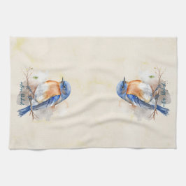 Linge De Cuisine Aquarelle rustique Bleu Est