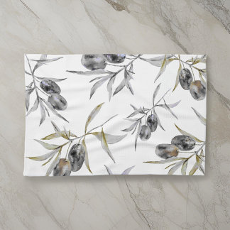 Linge De Cuisine Aquarelle rustique toscane Branche d'olive