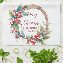 Linge De Cuisine Aquarelle sainte couronne personnalisée Noël