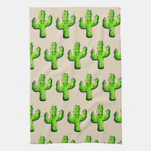 Linge De Cuisine Aquarelle tendance Kawaii Cactus