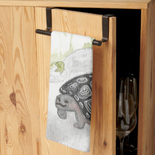 Linge De Cuisine Aquarelle Tortue forestière