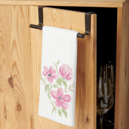 Linge De Cuisine Aquarelle Triple Fleurs roses