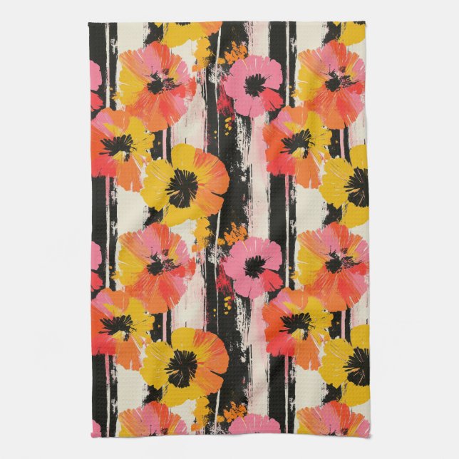 Linge De Cuisine Aquarelle vintage Floral Abstrait Motif (9) (Vertical)