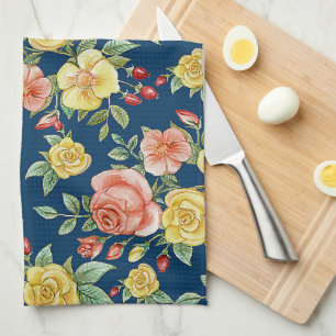 Linge De Cuisine Aquarelle vintage Floral Rose Arrière - plan