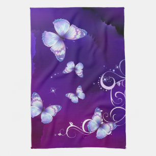 Linge De Cuisine Aquarelle violette profonde Papillon américain MoJ
