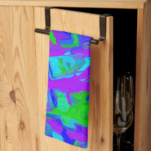 Linge De Cuisine Aquarelles Peacock Abstraites