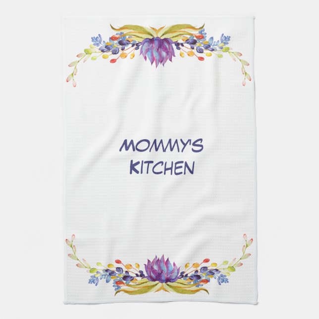 Linge De Cuisine Aquarelles succulentes Cuisine de maman (Vertical)