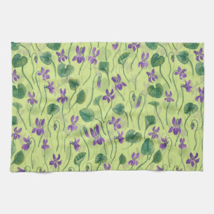 Linge De Cuisine Aquarelles violettes sur miel
