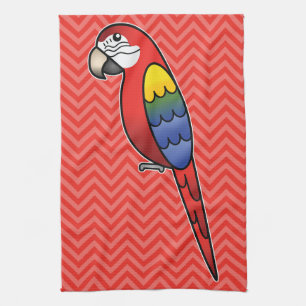 Linge De Cuisine Ara perroquet oiseau Macaw cartoon écarlate