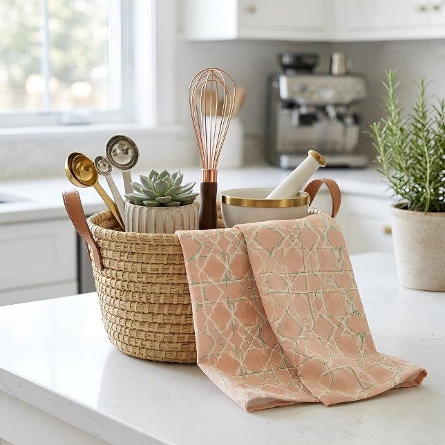 Linge De Cuisine Arabesque Terreuse | Terracotta et Sauge (Lifestyle Shot)