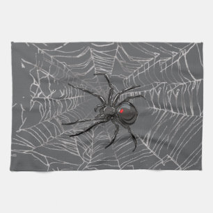 Linge De Cuisine Araignée Noire Et Araignée De Toile D'Araignée