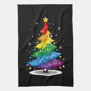 Linge De Cuisine Arbre de Noël arc-en-ciel Fierté LGBT Gay Joyeux N