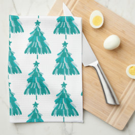 Linge De Cuisine Arbre de Noël de la forêt d'hiver verte
