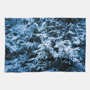 Linge De Cuisine Arbre de Noël enneigé d'hiver