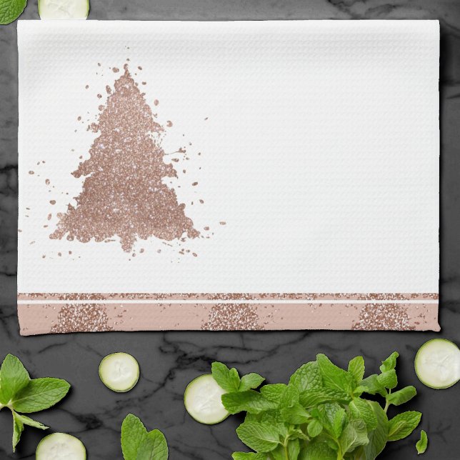 Linge De Cuisine Arbre de Noël | Glam Rose Gold Luxurious (Créateur téléchargé)