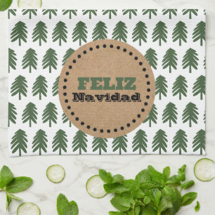 Linge De Cuisine Arbre de Noël moderne FELIZ NAVIDAD