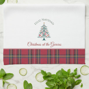 Linge De Cuisine Arbre de Noël Nom personnalisé Feliz Navidad Chris