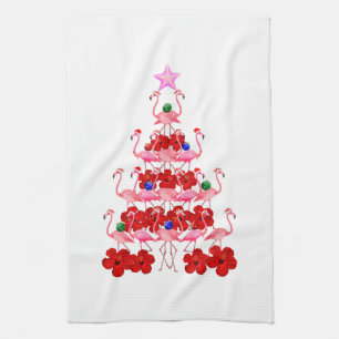 Linge De Cuisine Arbre de Noël Père Noël Pink Flamant rose