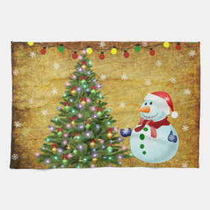 Linge De Cuisine Arbre de Noël Snowman