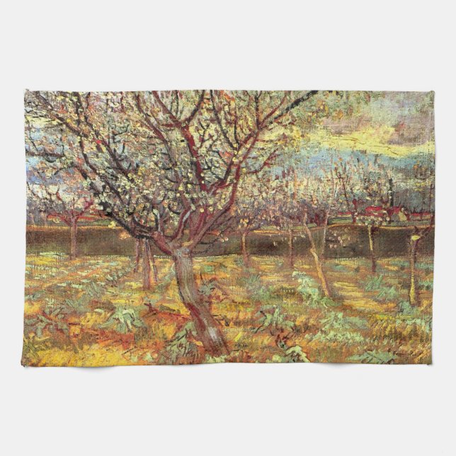 Linge De Cuisine Arbres abricot en fleurs par Vincent van Gogh (Horizontal)