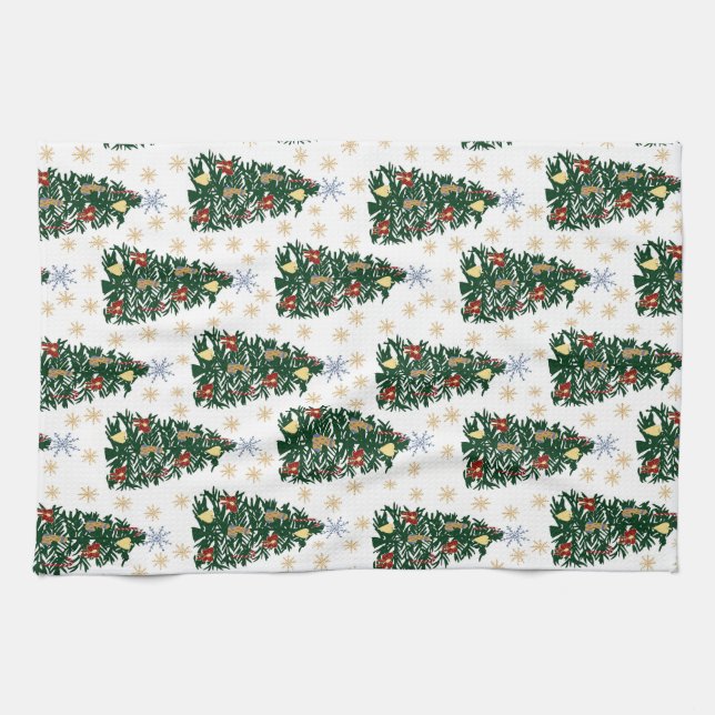 Linge De Cuisine Arbres de Noël - Festive vacances (Horizontal)
