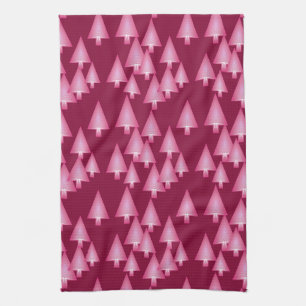 Linge De Cuisine Arbres de Noël métalliques modernes - rose & vin