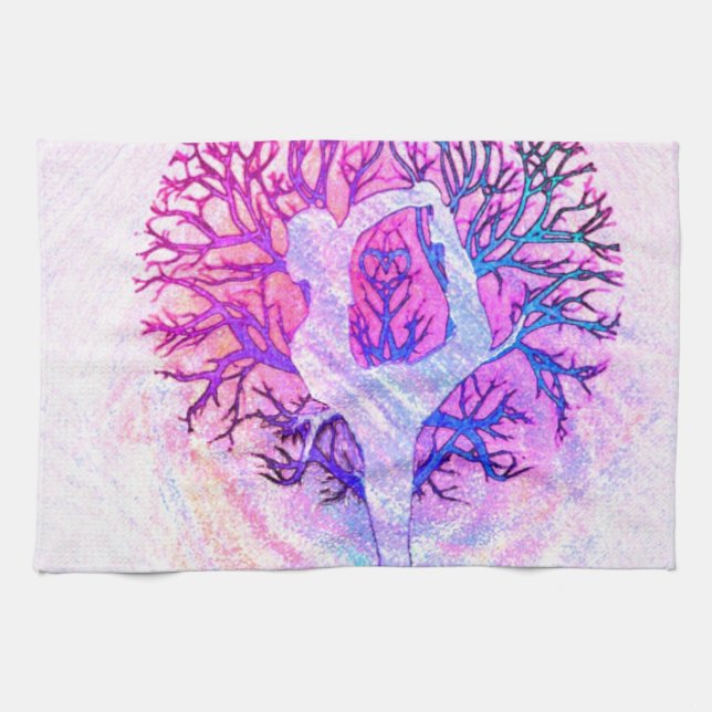Linge De Cuisine Arc-en-ciel de pastel d'arbre de yoga (Horizontal)