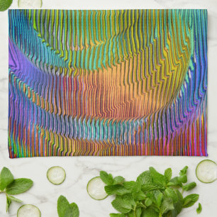 Linge De Cuisine Arc-en-ciel spiral avec soulagement et rayures dés