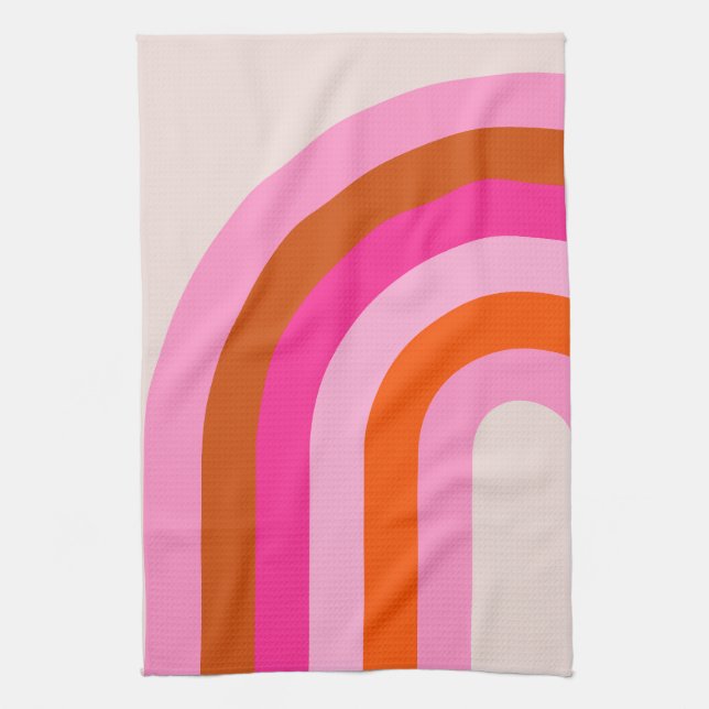 Linge De Cuisine Arche arc-en-ciel rose et orange (Vertical)