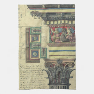 Linge De Cuisine Architecture vintage, Colonne avec moulage Cornice