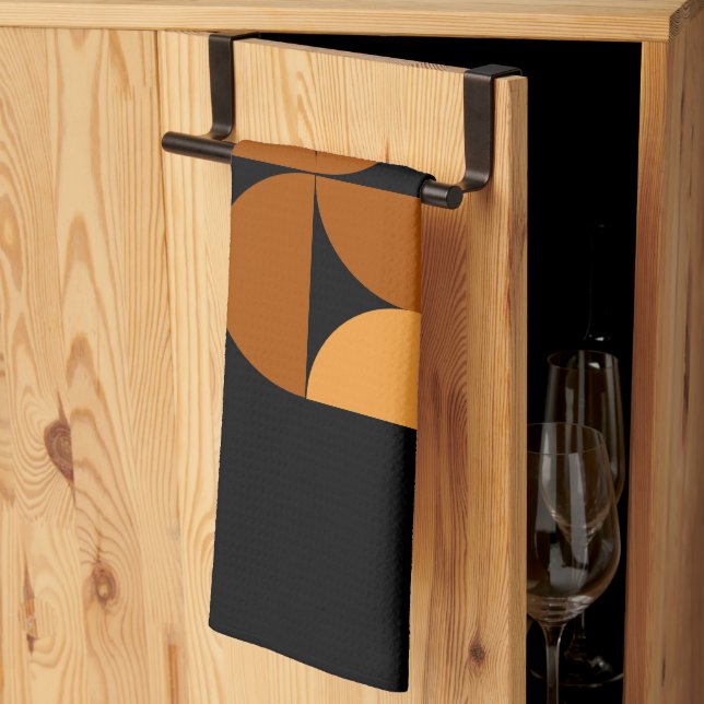 Linge De Cuisine Argile brûlée moderne du milieu du siècle et Mocha (Pliage en tiers)